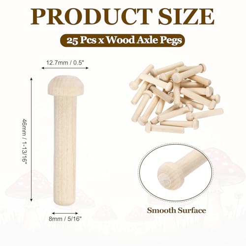 MECCANIXITY Wooden Axle Pegs 5/16" Dia. 1-13/16" Length, Unfinished Wood Pegs for DIY Model Cars Trucks, 25pcs - size: 5/16" Dia. 1-13/16" Length