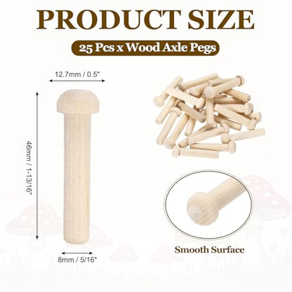 MECCANIXITY Wooden Axle Pegs 5/16" Dia. 1-13/16" Length, Unfinished Wood Pegs for DIY Model Cars Trucks, 25pcs - size: 5/16" Dia. 1-13/16" Length