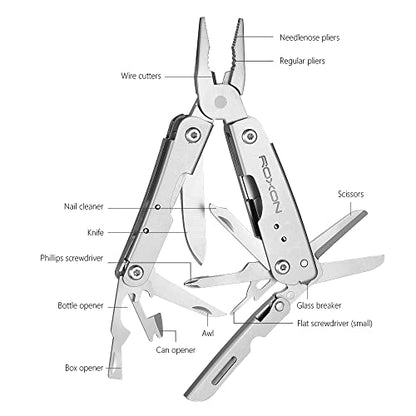 ROXON M2 14-in-1 Mini Multitool with Folding Scissors & 9pc Bits Set