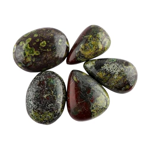 CRYSTALIS Wholesale 5pcs Natural Dragon Blood Jasper Loose Gemstone Bulk Cabochons Jewelry Making Supply, Chakra Healing Polished Stones, Wire Wrapping, DIY, Gem Collection