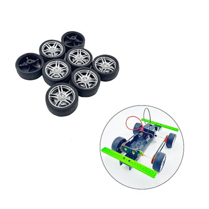 8PCS Toy Car Wheel RC Car Rubber Tire Wheel with Metal Shaft Axles for RC Car Truck DIY Model Toy Building Projects (2.5x32mm) - style: 2.5x32mm