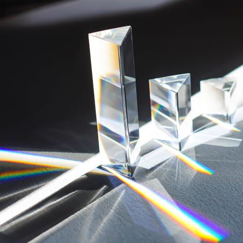3PCS Crystal Prisms Set 1"/2"/4" Glass Prism Optical Triangular Prism Props - size: 1"/2"/4"