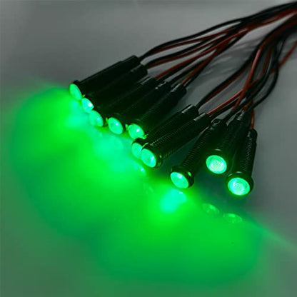 Gebildet 10pcs LED Plastic Indicator Pilot Light AC/DC 12-24V Mounting Hole Size 6mm(Green) - color: green/12-24V/black shell