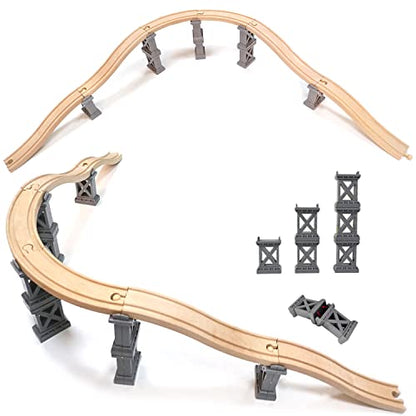 Wooden Train Bridges, Viaduct Bridge, Wooden Train Track Accessories, Wood Train Tracks, Train Tracks Compatible with All Major Brands - style: Viaduct Bridge