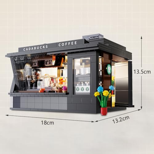 CaDA Master C66005W Japanese Coffee House Building Set,MOC Construction Coffee Shop Modular Buildings with Lights,768PCS City House Idea Collect Gift for Adults - color: C66005w