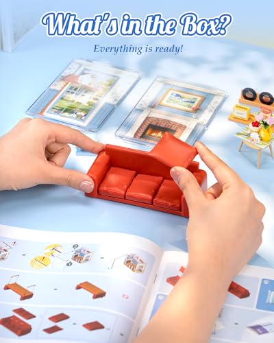 Rolife Super Creator Mini Series, DIY Plastic Miniature Kits Retail Store Series, Mini Model House Building Set for Teens Aged 14+, DIY Crafts/Hobbies for Adults (Country Blue Lounge) - style: Country Blue Lounge