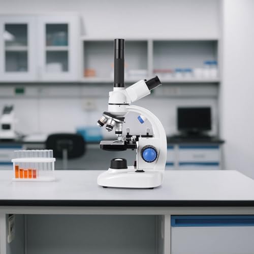 VEVOR Trinocular Microscope, 40-5000X Magnification, Professional Compound Microscope for Adult with Phone Adapter, LED Light, Aluminum Alloy Body, for Lab, School, Home, Education - style: B