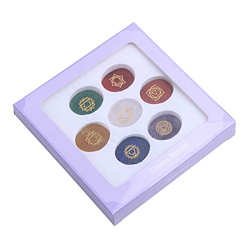 TGS Gems 7 Chakra Stones set - Reiki Healing Crystal With Engraved Chakra Symbols - color: CKL-001