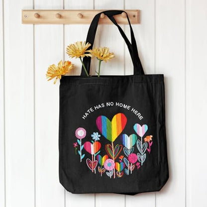 Louise Maelys Embroidery Kit, Rainbow Heart Canvas Tote Bag DIY Craft Set - color: love flower