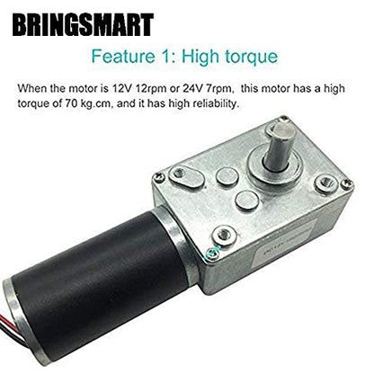 BRINGSMART 24V 12rpm DC Worm Gear Motor Self-Locking Mini Engine Turbine - size: 24V 12rpm