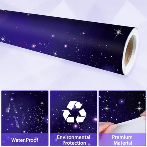 Qyeahkj Outer Space Bulletin Board Paper Roll Galaxy Bulletin Board Background Paper Fade Resistant Blue Night Sky Poster for Art Craft Classroom Supplies17.7in x 20ft - style: Galaxy
