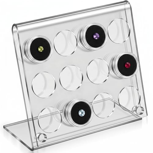 Yalikop Acrylic Gem Jar Display Stand for Gemstones, Stand with 12 Jars - style: Stand with 12 Jars
