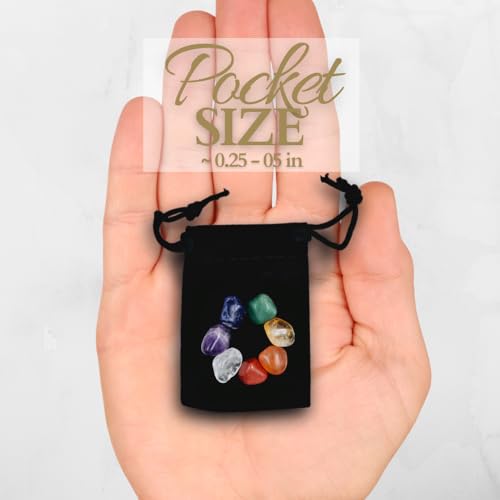 7 Chakra Stones Healing Tiny Crystals Set Velvet Pouch Gift Party Favor