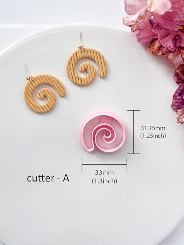 Abstract Swirl Clay Cutter Set, 7PCS PLA Polymer Clay Tools with Exact Measurements, Ideal for DIY Statement Earrings & Crafts