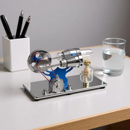 Sunnytech Hot Air Stirling Engine Motor Model Educational Toy Electricity Generator Colorful LED SC (SC010) - style: SC010