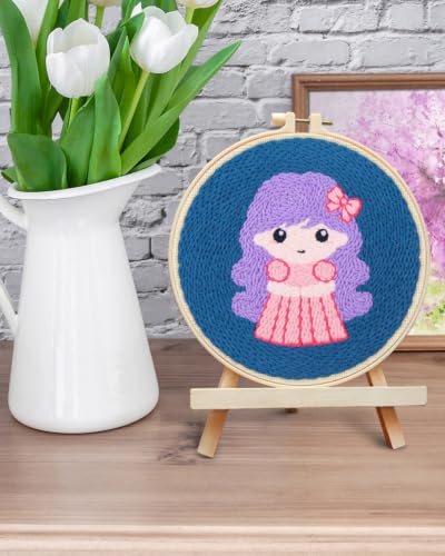 ERKOON Punch Needle Kit Beginners Adults, Zodiac Easy Embroidery Set for Starter Art Craft, Needling Punching Project with Patterns, Tools, Yarns, Hoop, Instruction (Virgo) - color: Virgo