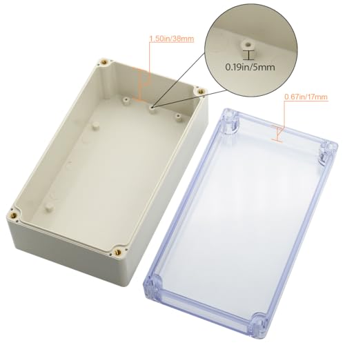 LeMotech ABS Plastic Junction Box Dustproof Waterproof IP65 Electrical Enclosure Box Universal Project Enclosure Grey with PC Transparent Clear Cover6.2 x 3.5 x 2.3 inch(158 x90 x60 mm) - size: 6.2"x3.5"x2.3"