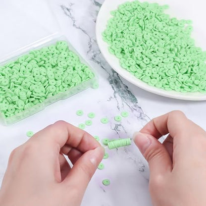 6mm Polymer Clay Beads for Bracelets Making 1000PCS - color: Green cyan