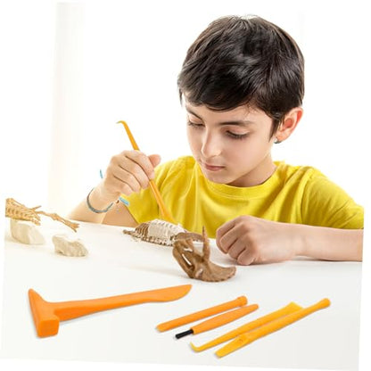 3 Sets Dino Fossils Dig Kit Archaeological Excavation Tools for Kids, Plastic Digging Hammer Chisel Brush Scraper Magnifier Science Kits for Dinosaur Eggs and Gem (Pack of 3) - size: Small (Pack of 3)