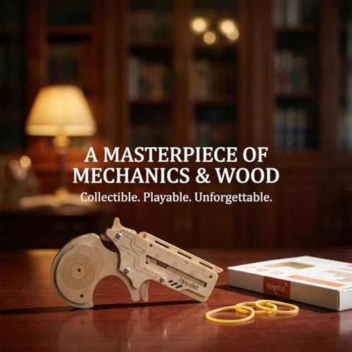 Adult 3D Wooden Puzzle 4-Shot Rubber Band Gun - Handgun Model - style: Semi-Circular Pistol