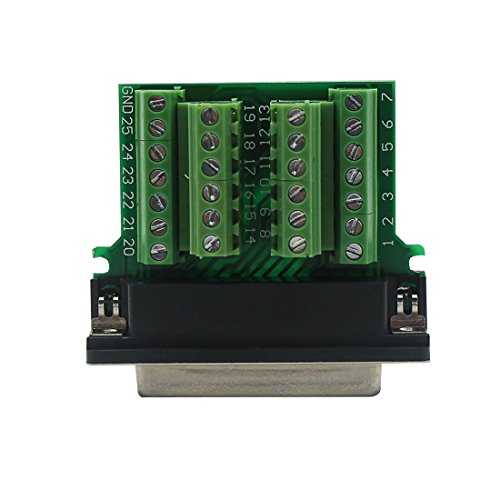 DB25 Breakout Board Solder-Free Male Adapter 25-pin Port Adapter to Terminal Connector Signal Module Long Bolts and Nuts with case