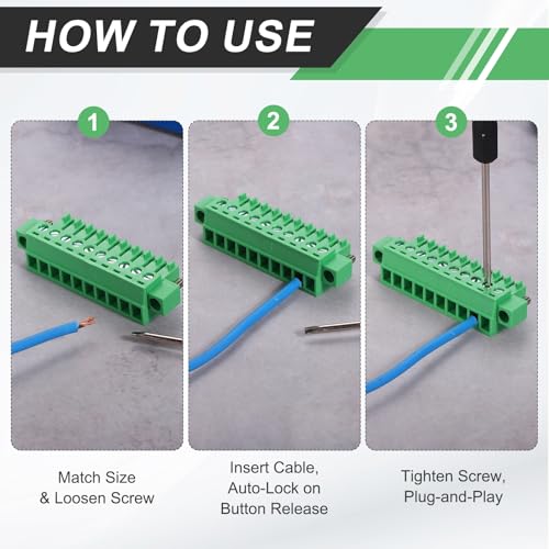 MECCANIXITY 2Set 6-Pin 5.08mm Pitch Pluggable Screw Terminal Block Connectors, PA66 300V 10A Through-Wall PCB Terminal with Panel Solderless Wiring Connectors 26-10AWG for Electronic - style: 6-Pin