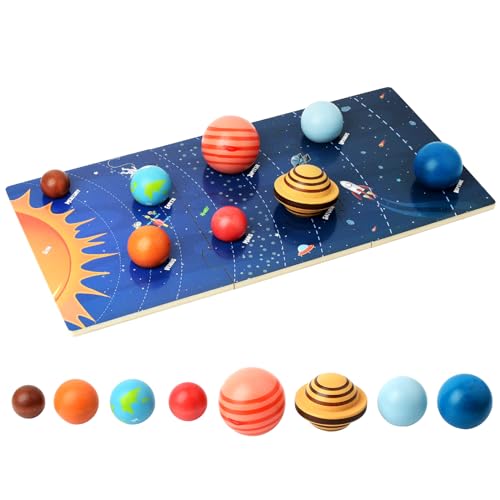 Wooden Solar System Puzzle for Kids Montessori Toys 3D Space Planets Models