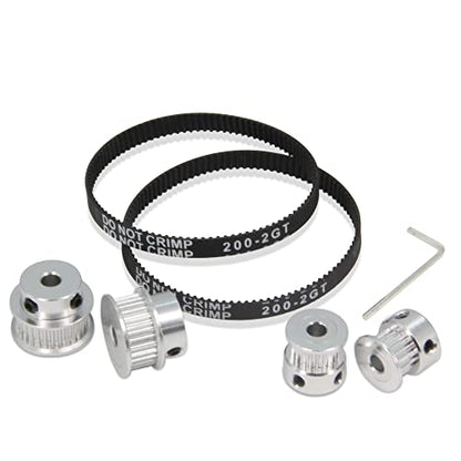 2PCS Set GT2 Synchronous Wheel 20&30 Teeth 5mm Bore Aluminum Timing Pulleys with 2PCS Length 200mm Width 6mm Belt (20-30T-5B-6) - style: 20-30T-5B-6