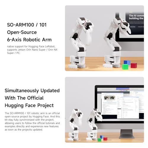 KLAYERS SO-ARM101 SE Open-Source 6-Axis Robotic Arm,A Complete All-in-One kit,Native Support for Hugging Face LeRobot, High-Torque Bus Servo, Photosensitive Resin 3D-Printed Parts,Come with Camera