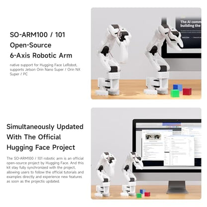 KLAYERS SO-ARM101 SE Open-Source 6-Axis Robotic Arm,A Complete All-in-One kit,Native Support for Hugging Face LeRobot, High-Torque Bus Servo, Photosensitive Resin 3D-Printed Parts,Come with Camera
