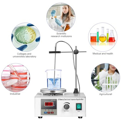 Magnetic Stirrer Hot Plate with Magnetic Stir Bar Heating Power Hot Plate Stirrer with LED Digital Display for Mixing & Stirring in Lab 0-2000RPM Speed Adjusting 1000ml Capacity(110V 200W)