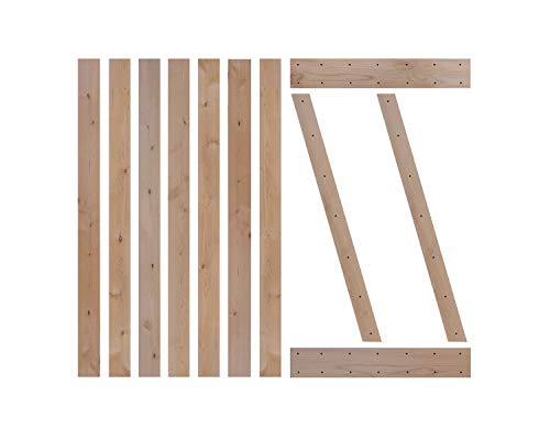 LUBANN Rustic Hardwood Barn Door Unfinished Knotty Alder Solid Wood Barn Door Slab (30X84 Z Brace) - size: 30X84 Z Brace