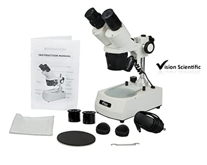 VMS0002-LD-12-ES2 Binocular Stereo Microscope, WF10x and WF20x Eyepieces, 1x and 2X Objectives, 10x, 20x and 40x Magnification, Top and Bottom LED Illumination, 110V - style: 1x&2x Objective, WF20x Eyepieces