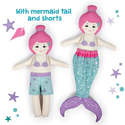 kullaloo Cut & Sew Fabric Panel – Mermaid Craft Sewing Kit for Kids Beginners – DIY for Girls & Boys (Underwater Tales) - color: Underwater Tales