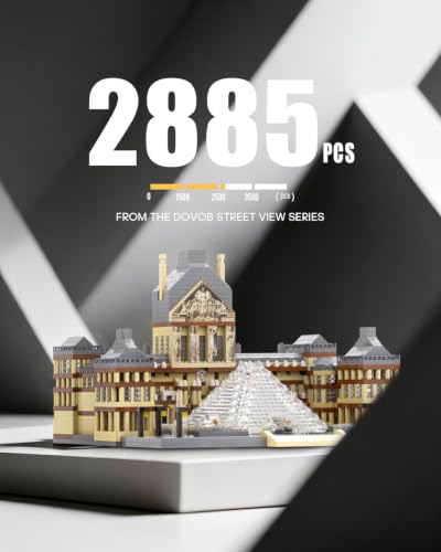 dOvOb Architecture Louvre Micro Building Blocks Set（2885PCS） - World Famous Architectural Model Toys Gifts for Kid and Adult