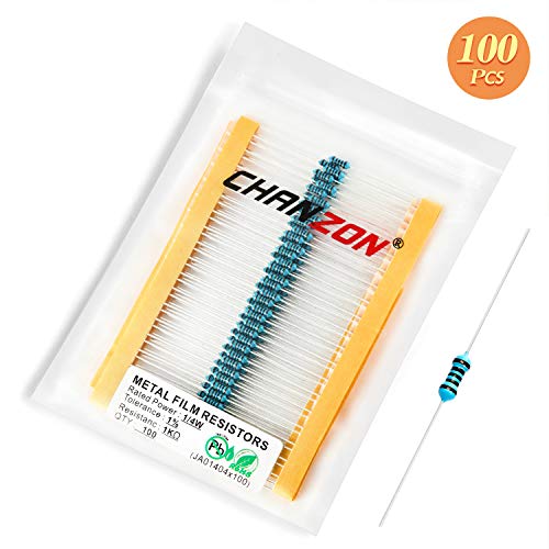 Chanzon 100pcs 1/4W (0.25W) 1000 Ω ohm Metal Film Fixed Resistor - size: [1-4ZC04] 1K ohm