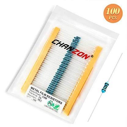Chanzon 100pcs 1/4W (0.25W) 1000 Ω ohm Metal Film Fixed Resistor - size: [1-4ZC04] 1K ohm