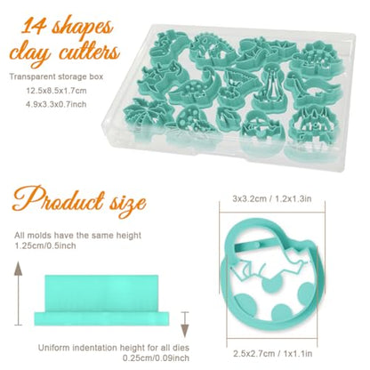 ORIGACH 14 Pcs Dinosaur Polymer Clay Cutters Set