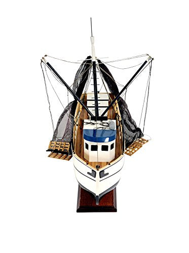 Old Modern Handicrafts Shrimp Wooden Boat Model - Fully Assembled - Crafted from Premium Wood - 25.0L x 13.5W x 22.0H Inches