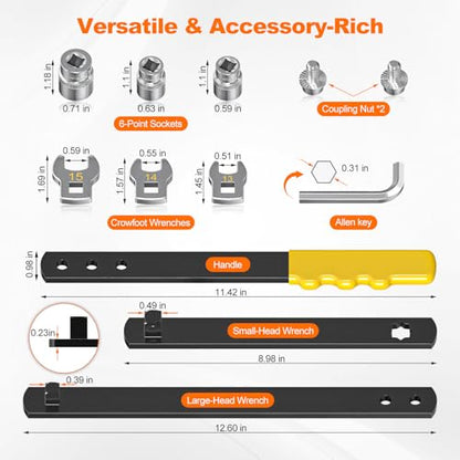 11-Piece Serpentine Belt Tool Kit with Sockets and Wrenches