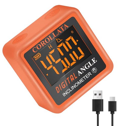 Mini Digital Angle Finder & Inclinometer, Magnetic Torpedo Level - color: Tangerine
