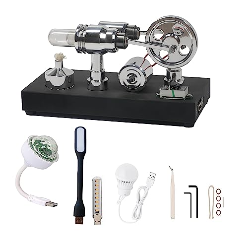 Sunnytech Hot Air Stirling Engine Motor Electricity Generator Educational Colorful LED SC (SC011) - style: SC011