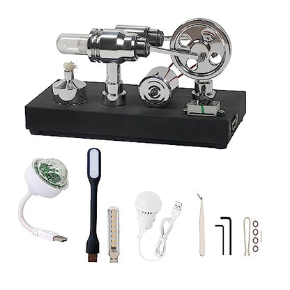 Sunnytech Hot Air Stirling Engine Motor Electricity Generator Educational Colorful LED SC (SC011) - style: SC011