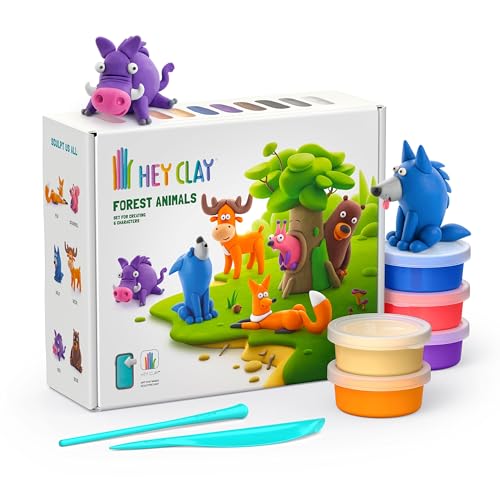 HEY CLAY Forest Animals Air Dry Clay for Kids Modeling Kit for Children 3+ - color: Forest Animals