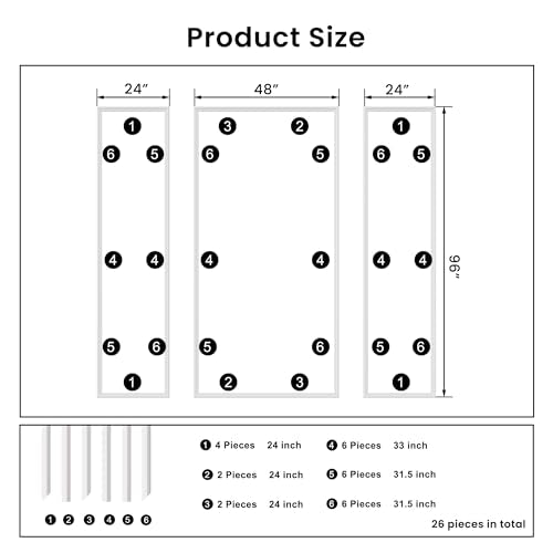 SMARTSTANDARD Precut Wall Molding Kit, Ready to Assemble, 3 Frames, Style2 - color: White: 3 Frames, Style2