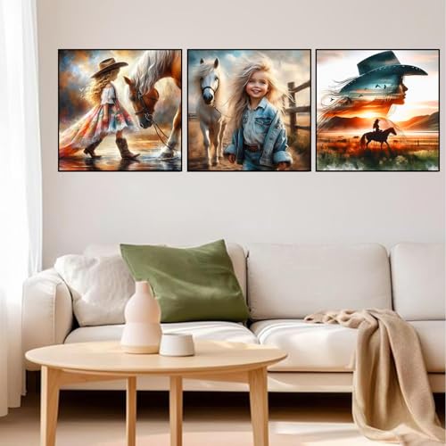 Axquilon 3 Pack Cowgirl Diamond Art Kits for Adults 12x12 inch - color: 3-Pack Cowgirl