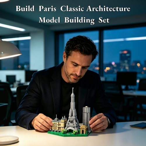 Architecture Paris Skyline Building Set 3D Collection Model, Iconic Eiffel Tower Building Model Home Office Décor, Unique Collectible Gift for Adults Travel or Architecture Enthusiasts - style: Paris Skyline