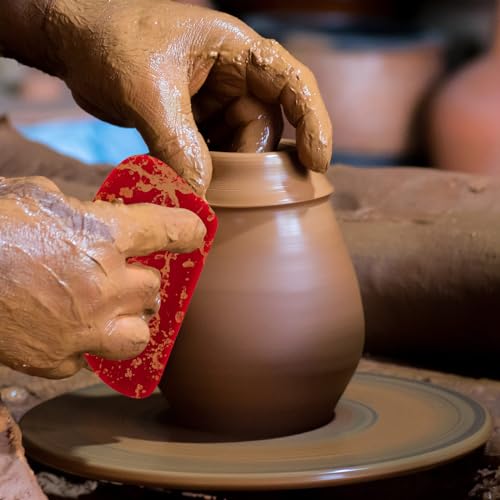 DIYOOHOMY 2 Pcs Soft Silicone Pottery Ribs for Ceramic, Mud and Clay Tools - color: red-2