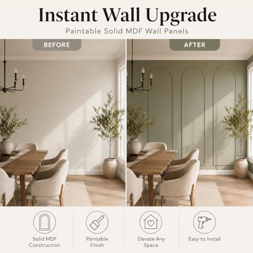 Nuanchu 94 x 29 Inches 3 Set Arch Mdf Board and Batten Wall Panel Kit - size: 79 x 29 Inches