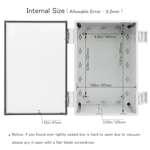 Junction Box IP65 Waterproof ABS Plastic Enclosure Hinged PC Clear Cover Electrical Project Box with Mounting Plate, Wall Brackets, Cable Glands 11.8"x 7.9" x 7.1" - color: Clear Cover, size: 11.8"x 7.9" x 7.1"